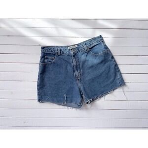 high‎ rise shorts 90s vintage frayed cut off jean shorts